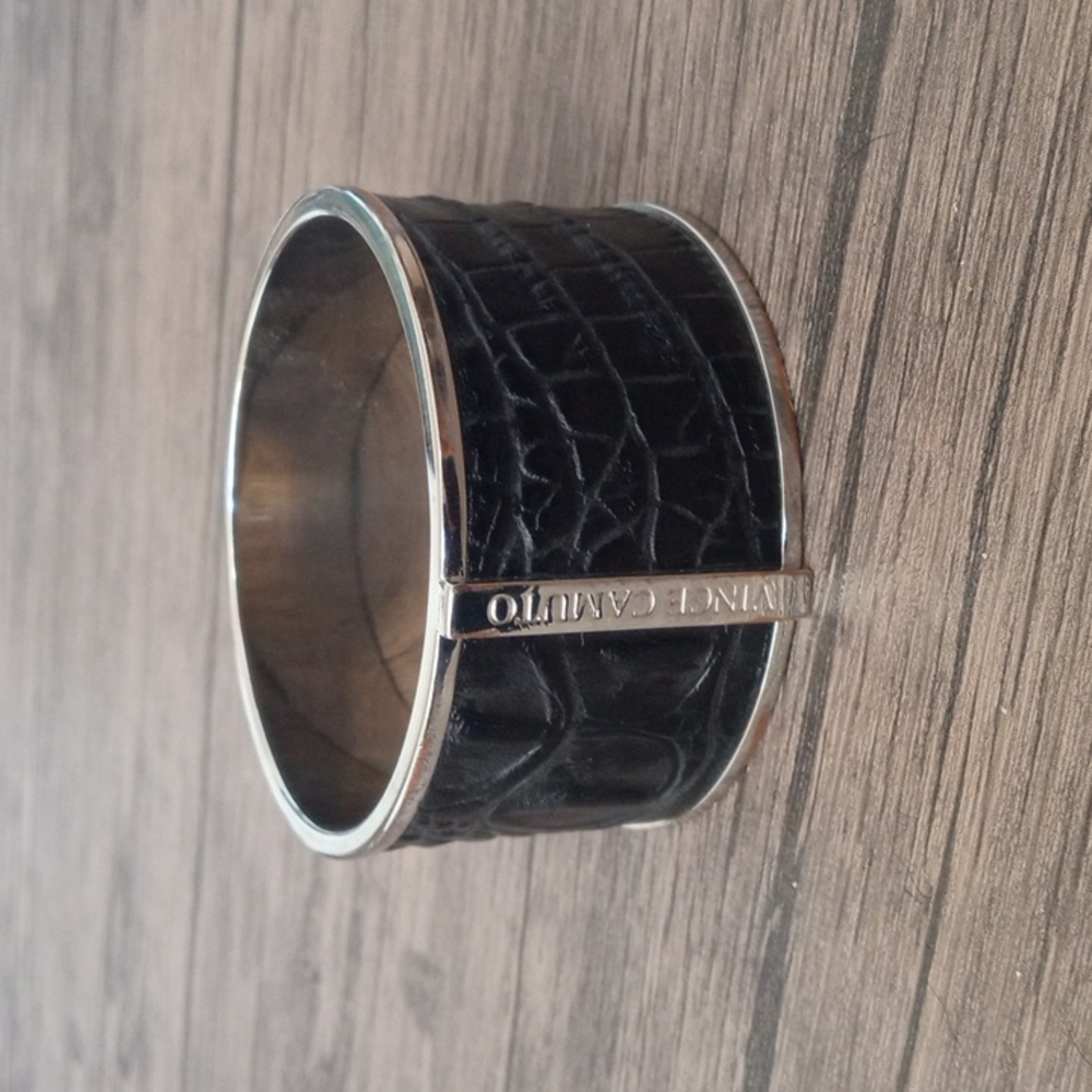 Vince Camuto Black Leather Snake Embossed Bracelet